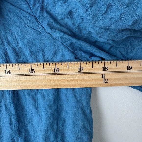 Sandy Liang Oversized Mini Shirt Dress XS Blue Crinkle Coquette Cottagecore Puff - Picture 9 of 10